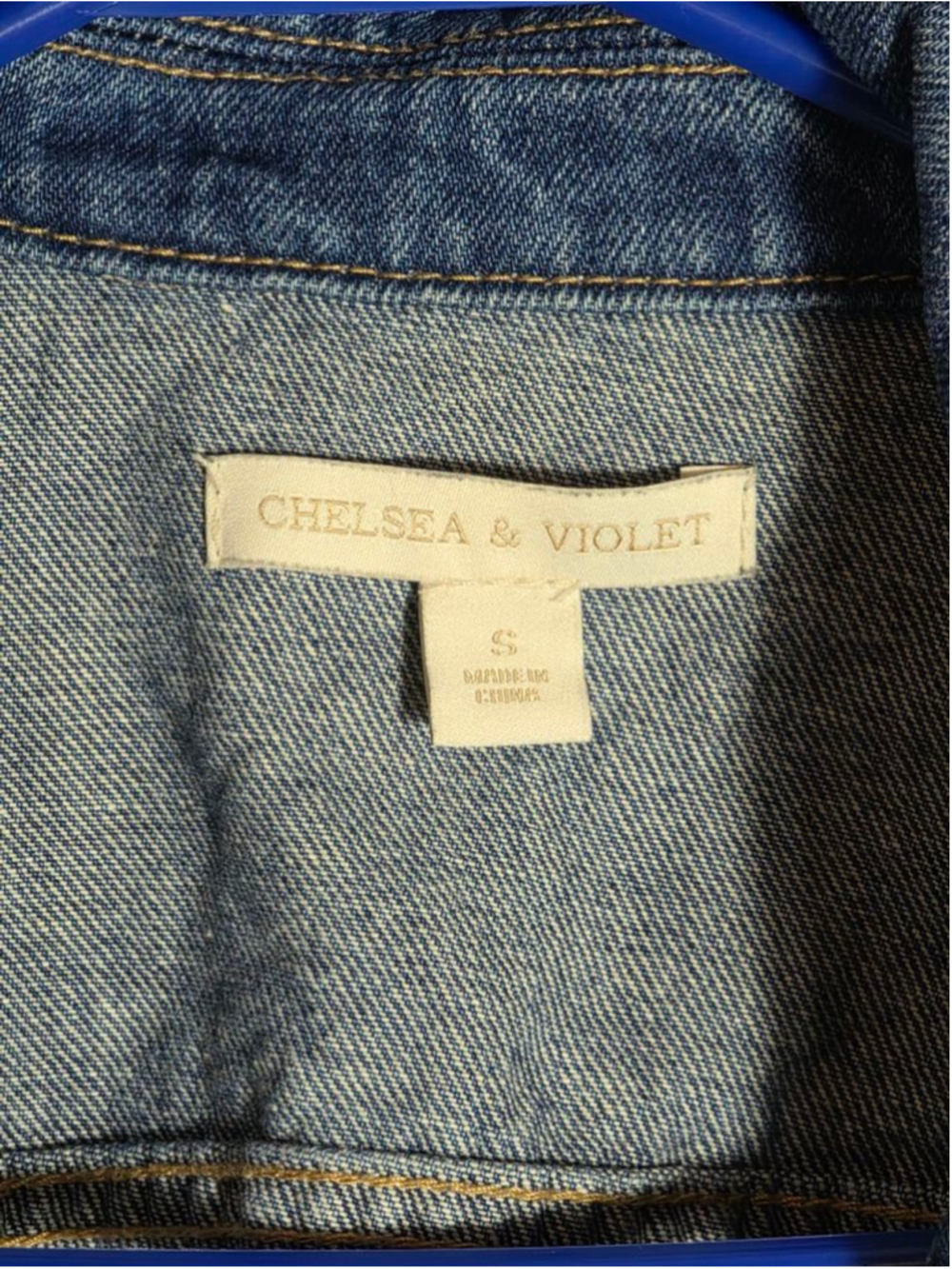 Women's Chelsea & Violet Blue Denim Ruffle Hem Jean Jacket S y2k 90's rock - Picture 4 of 7